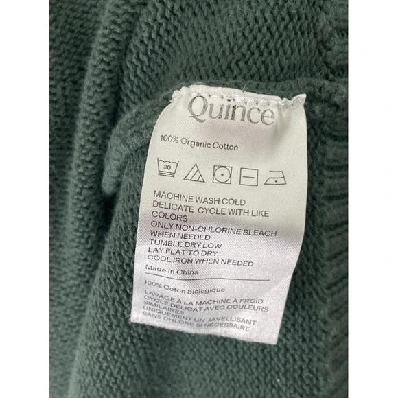 Quince Organic Cotton Boyfriend Crew Sweater Womens M Big Sur Green Relaxed - Picture 5 of 6